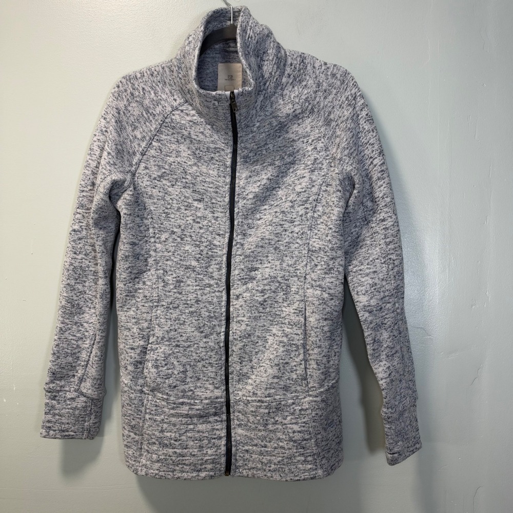 Thread Supply Womens Blue White Marled Full Zip Jacket Medium JKX7075-PFK100
